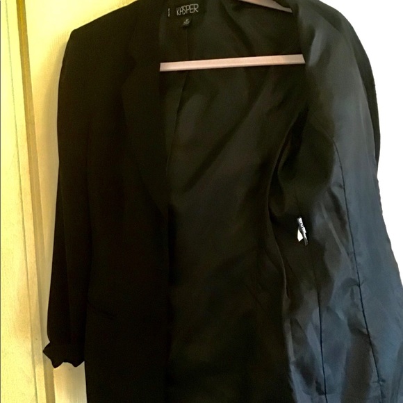 Kasper Blazer petites Black  lined 8P💕great shape button front versatile - Picture 6 of 11